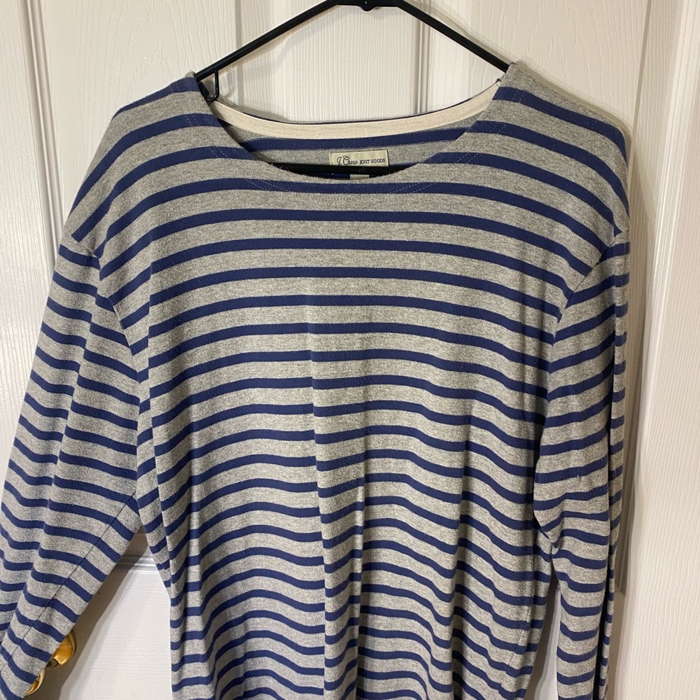 J. Crew Blue and Gray Striped Long Sleeve Shirt - Picture 3 of 4